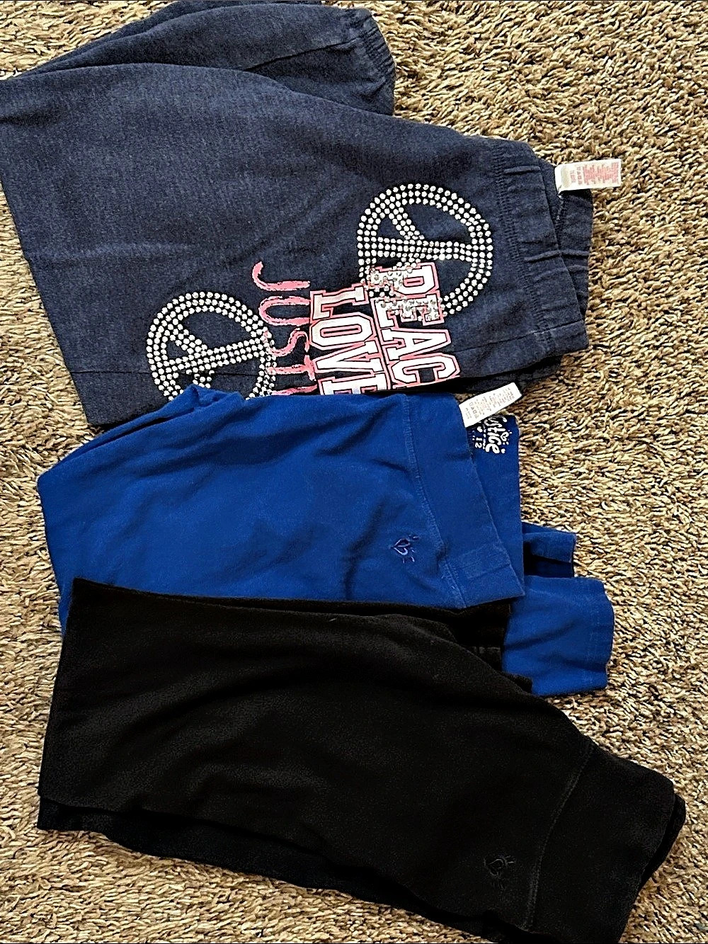 Justice Girls Size 12 Blue & Black Leggings Jogger Lot